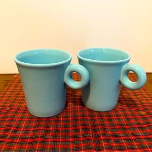 Vintage Furio Home Coffee Cup “o” Ring Handle Tea Cup, Mug. Baby Blue Set Of 2
